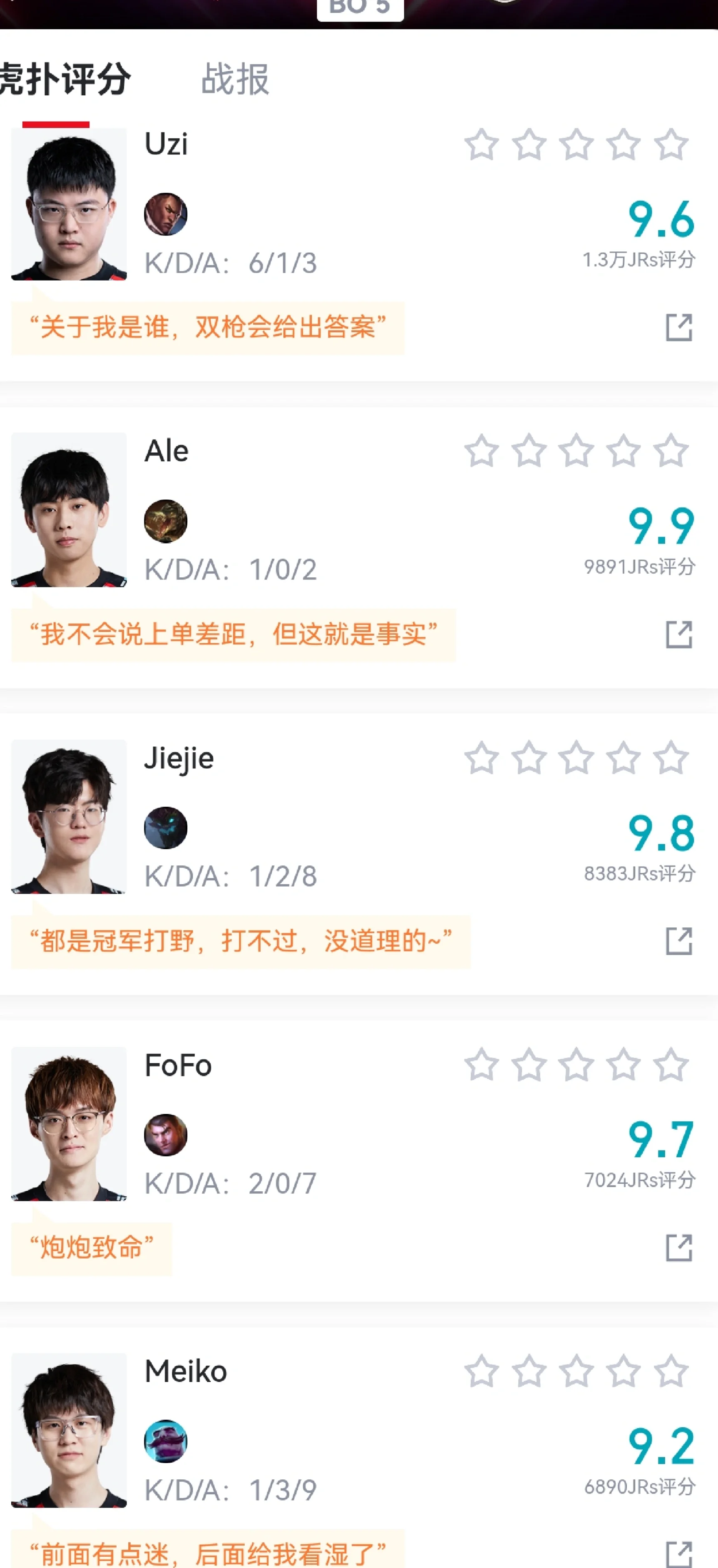 包含Rookie连续七场比赛得分超过大胜，TES挑战极限！的词条